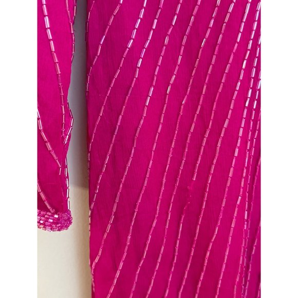 Vintage Carina Pink Silk Hand-Beaded Dress XL See Measurements Glam Hollywood - Picture 9 of 16